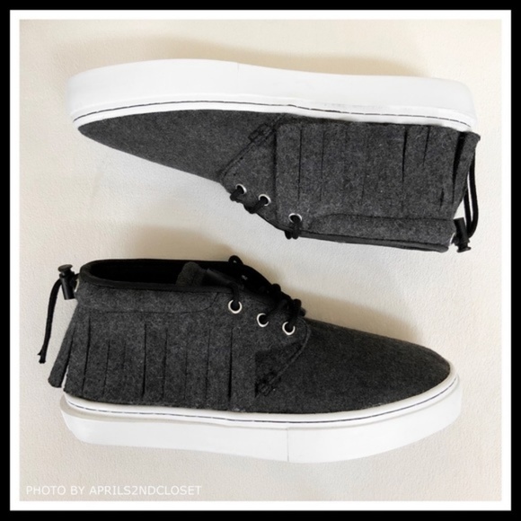 MID LOW TOP SNEAKERS FLATFORM BOHO FRINGE GREY FLATS STREETWEAR SHOES A2C - Picture 5 of 8